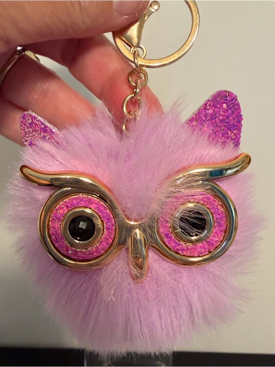 Accessories - Pink Fuzzy Owl Keychain Bag Charm